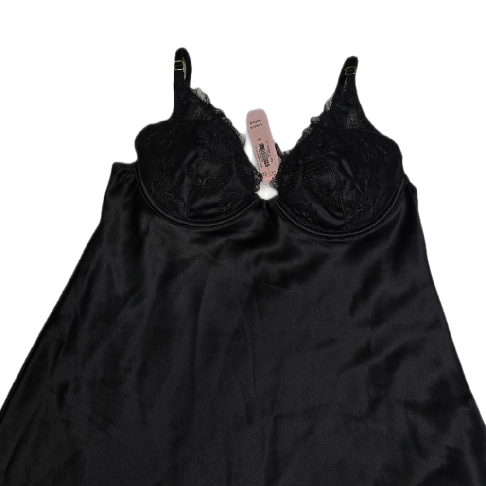 NWT Victoria's Secret Black Satin Chemise, Small
